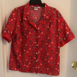 Vintage Cape Cod Sportswear Red with Paisley Short Sleeve Shirt